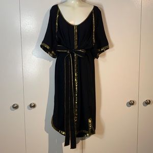 BCBGMAXAZRIA Women Black + Gold Casual Dress L